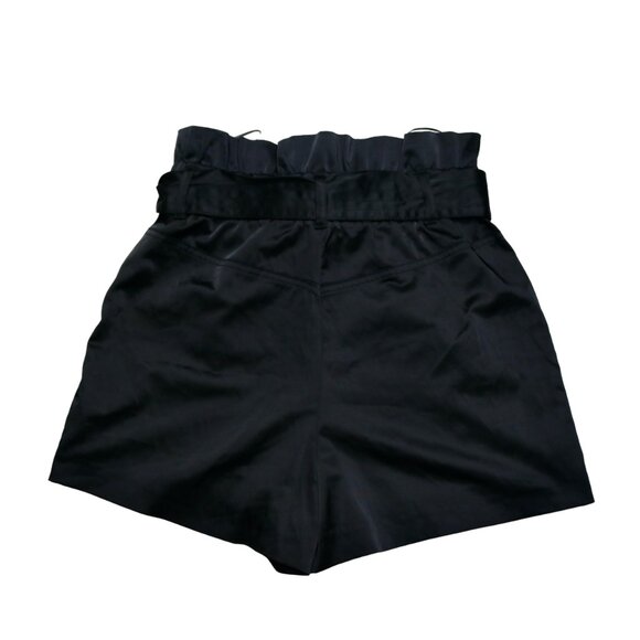 Zara Women's Black High Waisted Paper Bag Shorts with Belt, size Extra Small - Picture 2 of 11